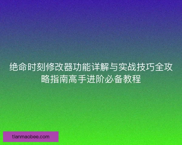 绝命时刻修改器功能详解与实战技巧全攻略指南高手进阶必备教程